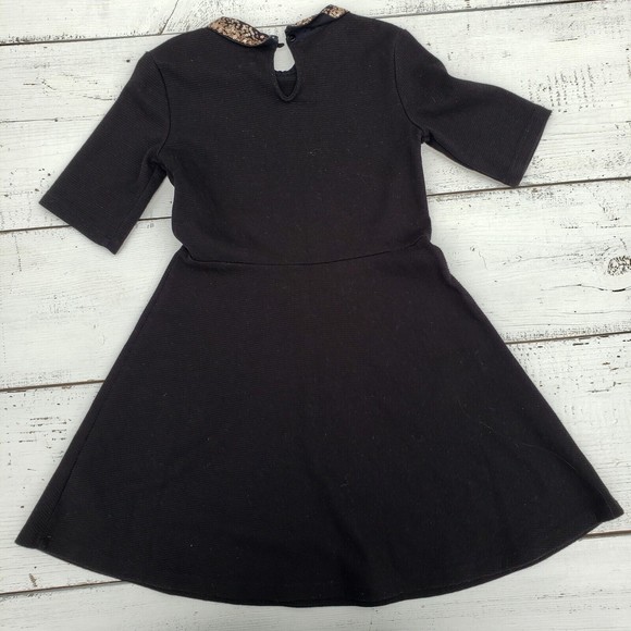 Gap Kids Black Collared (Gold Sequins) Dress Girls Sz 8 3/4 Sleeves Pre-Owned - Picture 2 of 2
